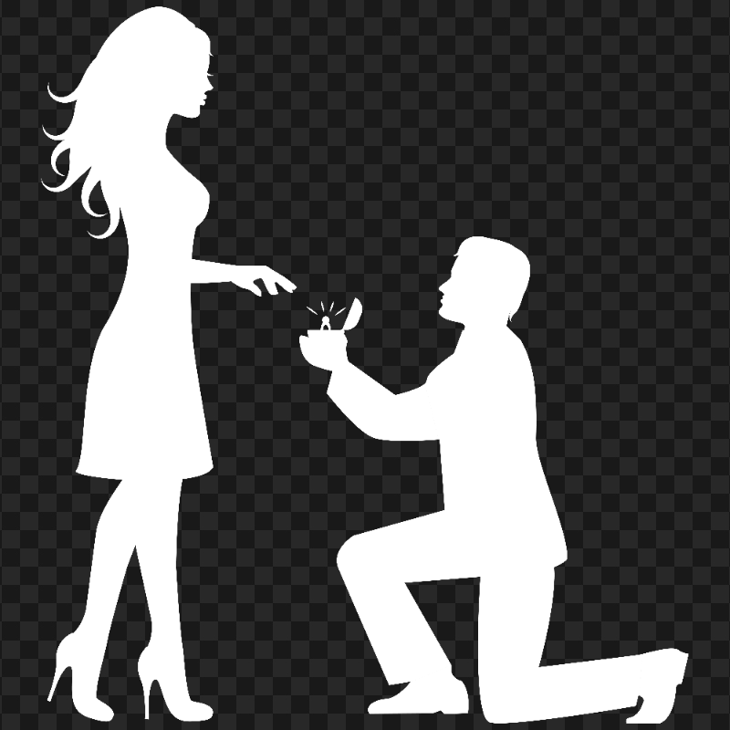 Download Marriage Proposal White Silhouette PNG