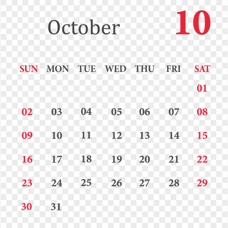 Download October 2022 Calendar PNG