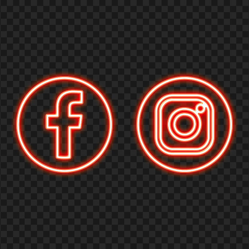 Download Red Facebook Instagram Neon Logo Icon PNG