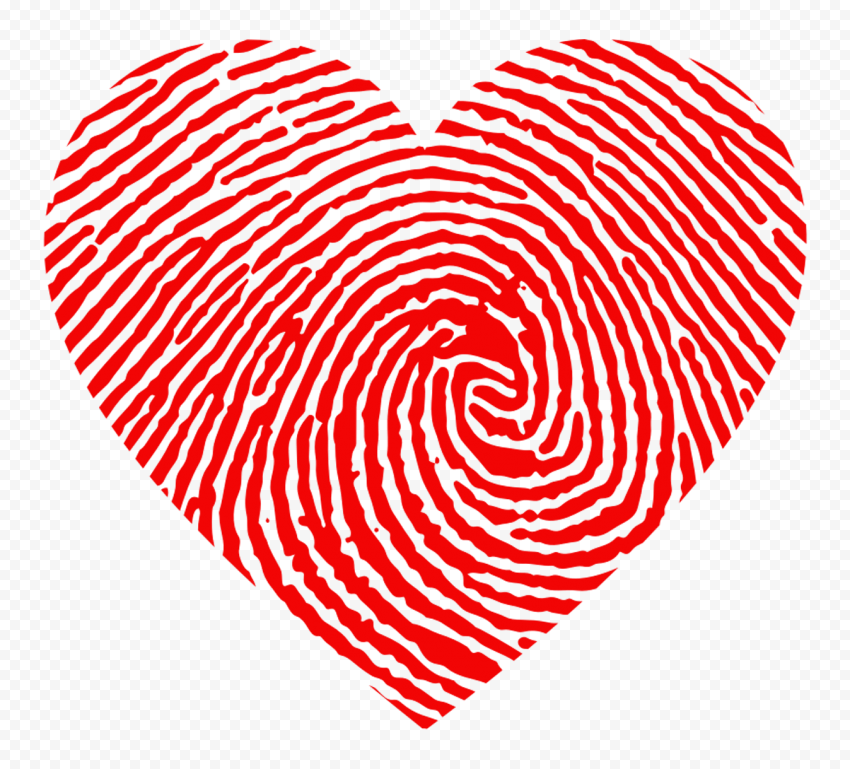 Download Red Heart Fingerprint Style PNG