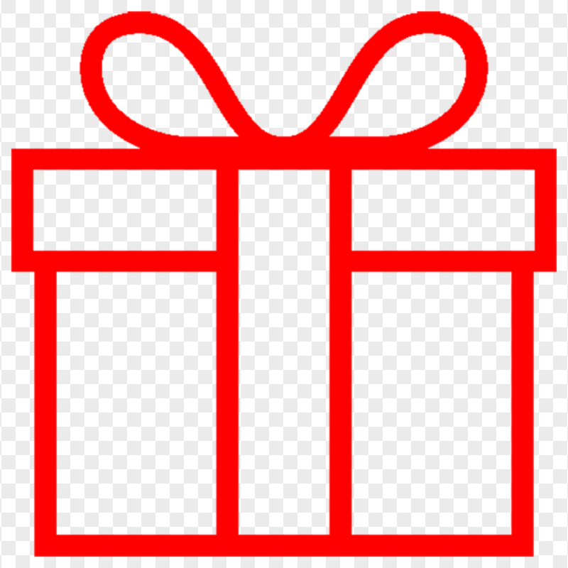 Download Red Line Outline Gift Box Icon PNG