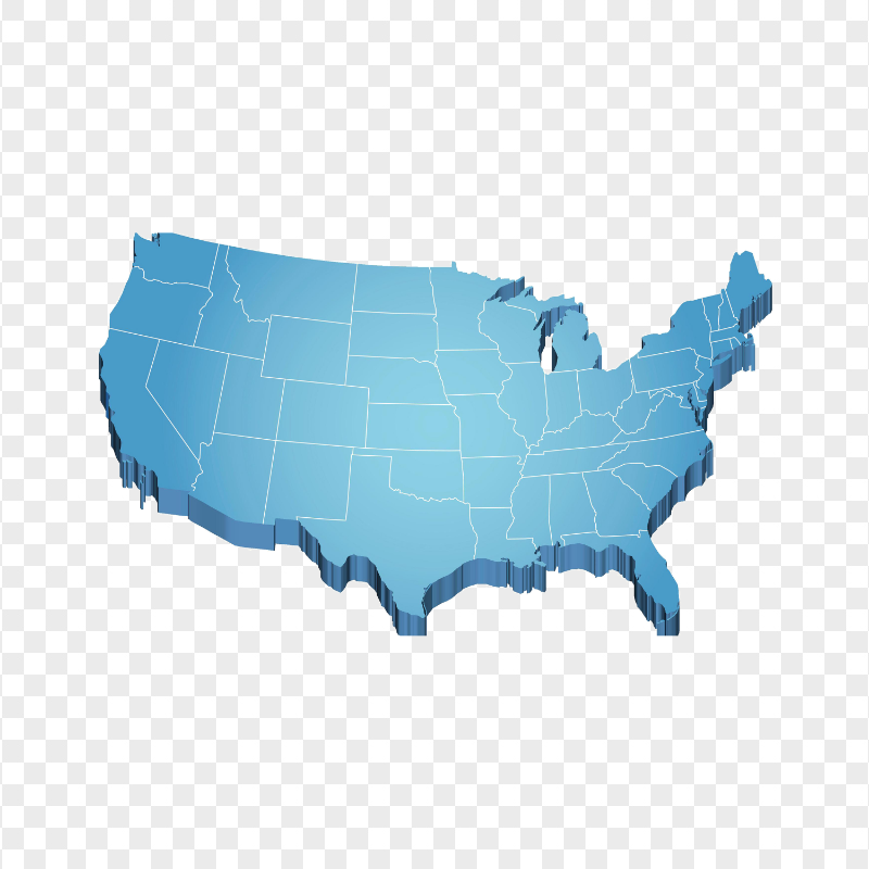 Download United States 3D Blue Map PNG