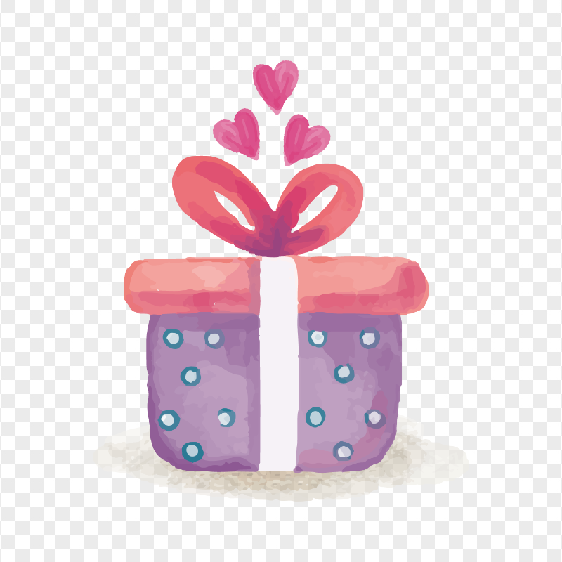 Download Watercolor Gift Box Illustration PNG