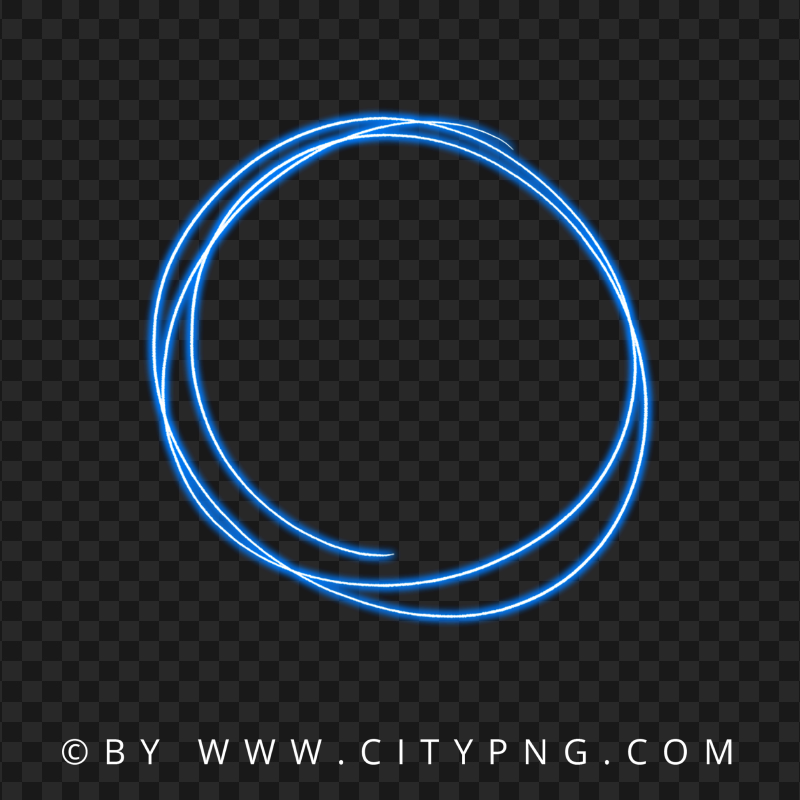 Drawing Doodle Blue Neon Glowing Circle PNG