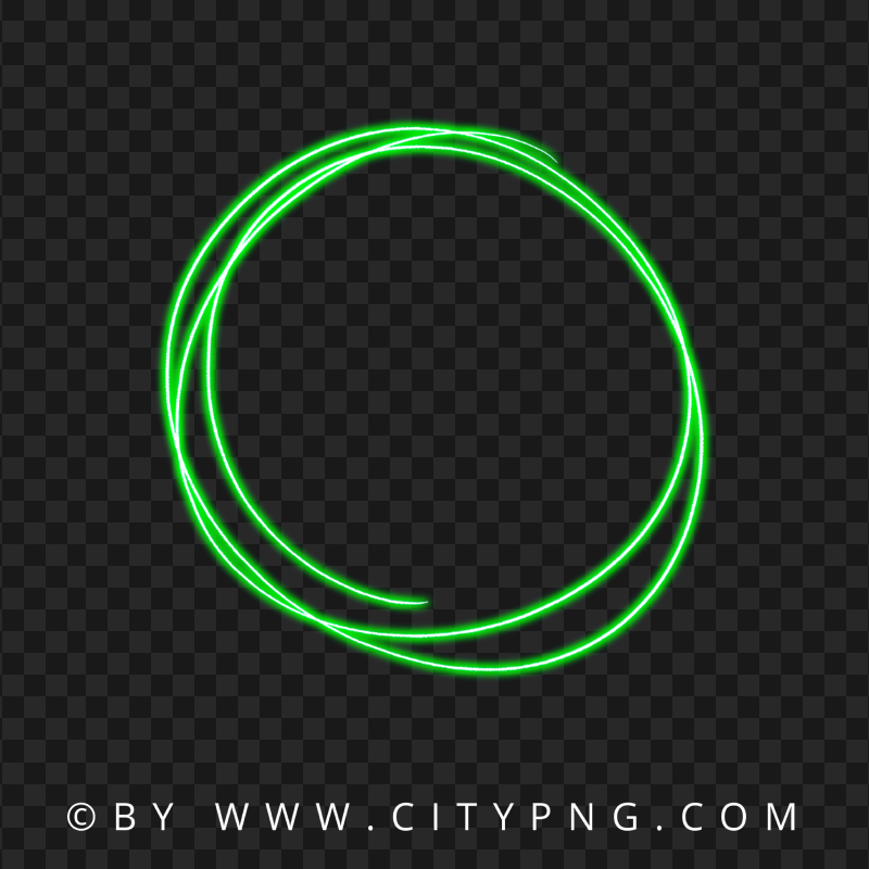 Drawing Doodle Neon Glowing Green Circle Image PNG