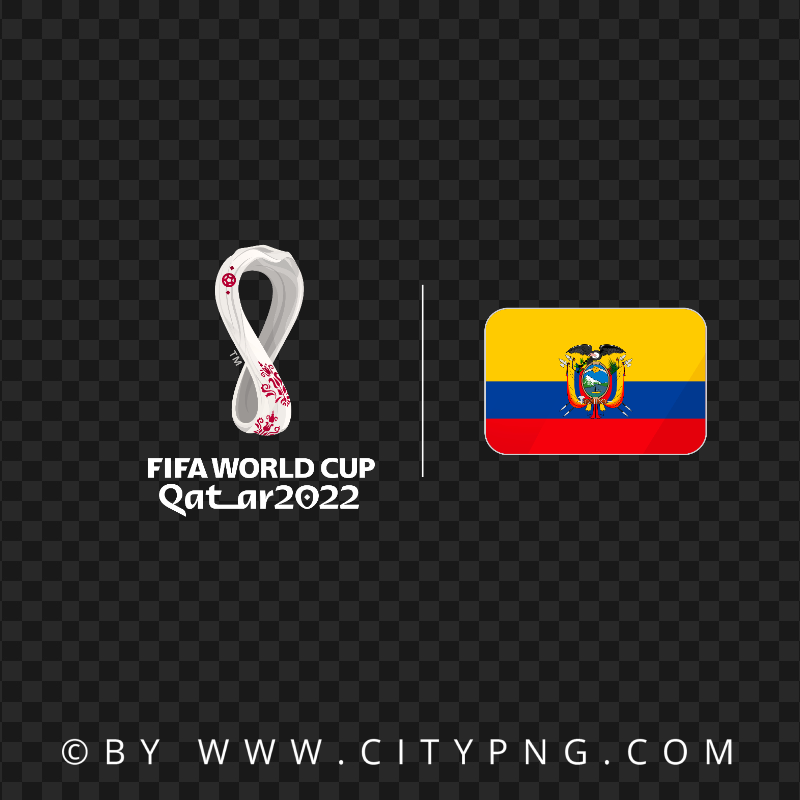 Ecuador Flag With Qatar Fifa 2022 World Cup Logo PNG