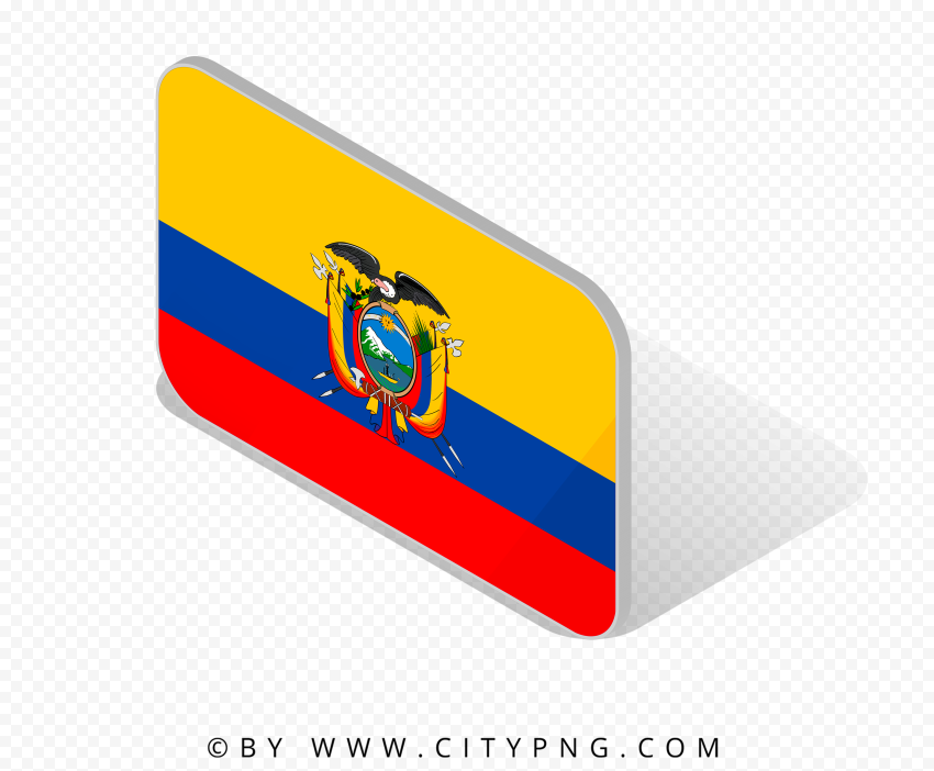 Ecuador Isometric 3D Flag Icon Image PNG
