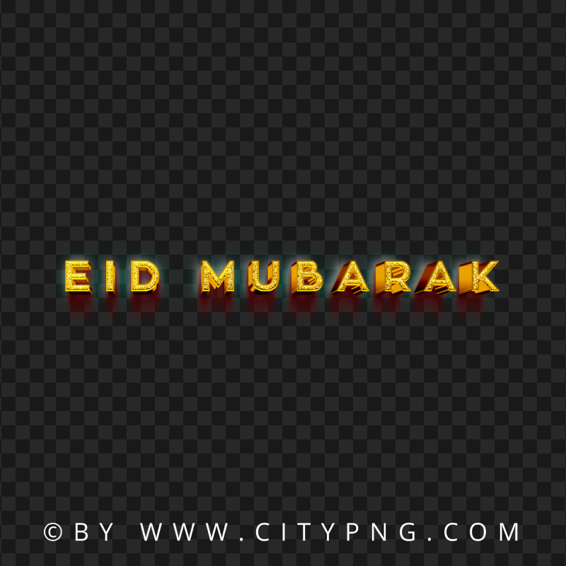 Eid Mubarak Gold Text Image PNG