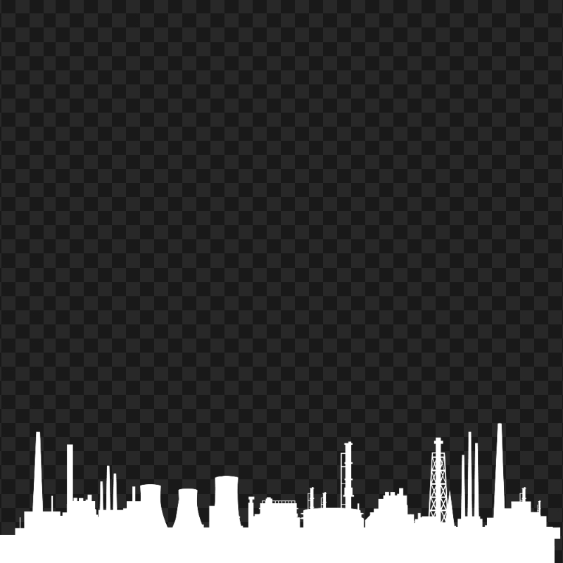 Factory City White Silhouette PNG Image