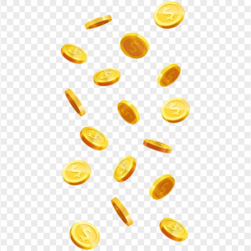 Falling Gold Dollar Coins Illustration Download PNG