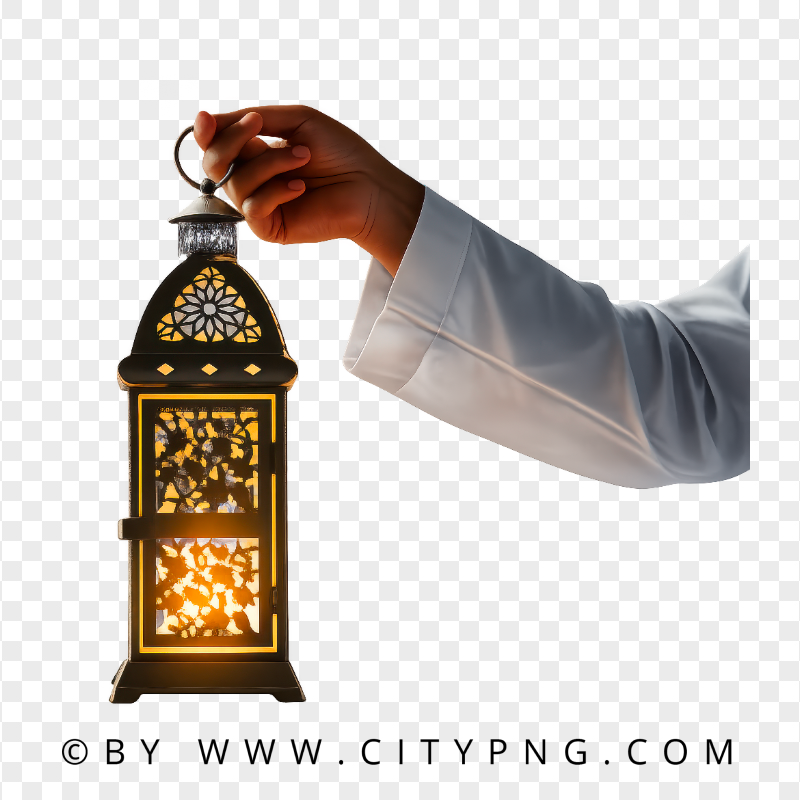 Hand Holding Ramadan Lantern Arabic Decor