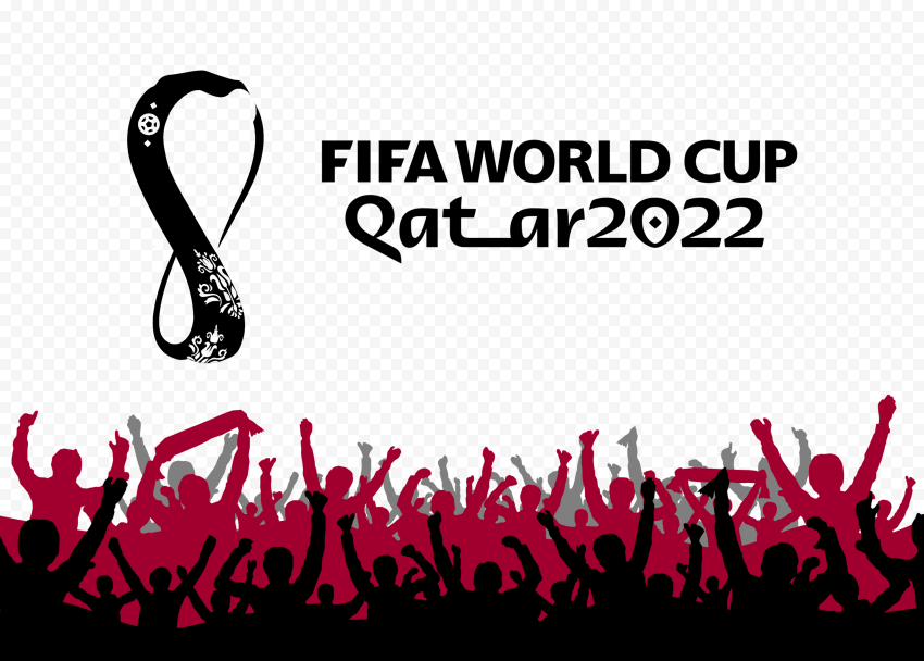 Fans Silhouette With Qatar World Cup 2022 Logo PNG