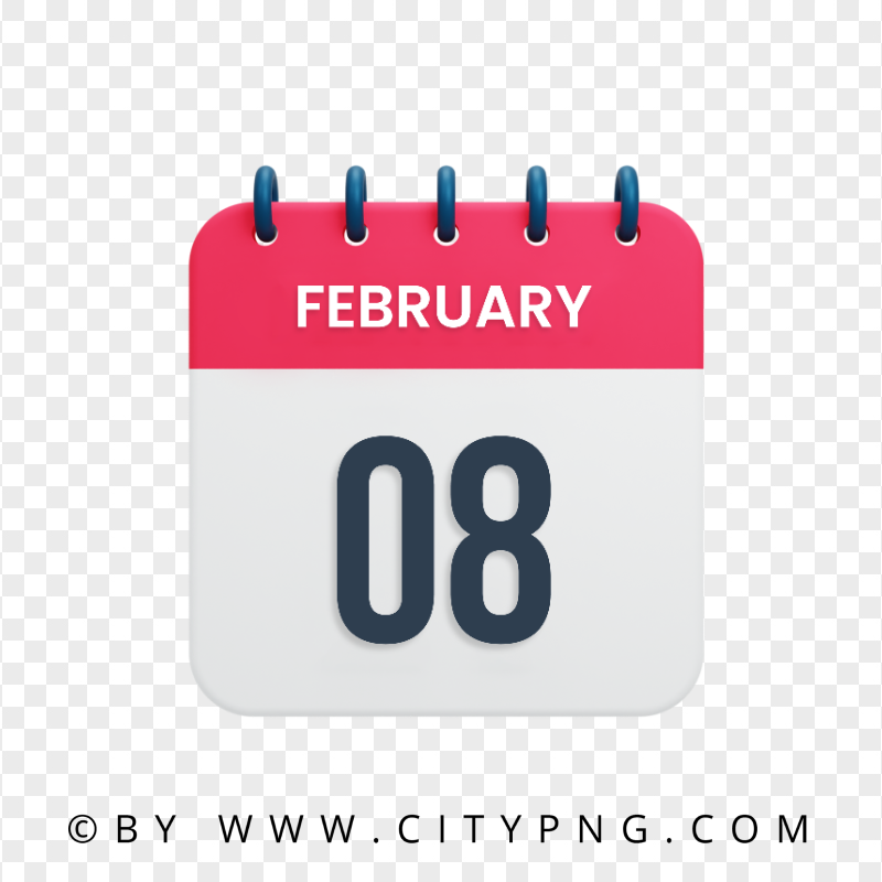 February 8th Date Vector Calendar Icon HD Transparent PNG