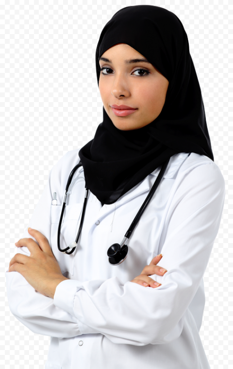 Female Doctor Hijab Muslim Nurse White Coat