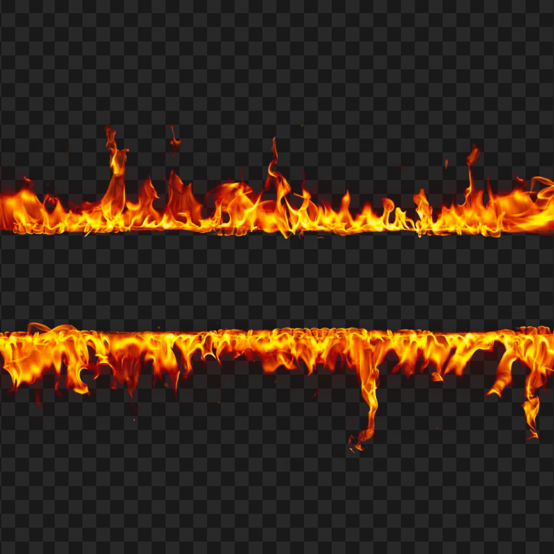 Fire Flames Two Borders Lines Frame PNG