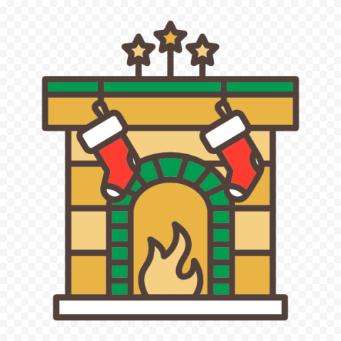 Flat Chimney Fireplace Icon PNG