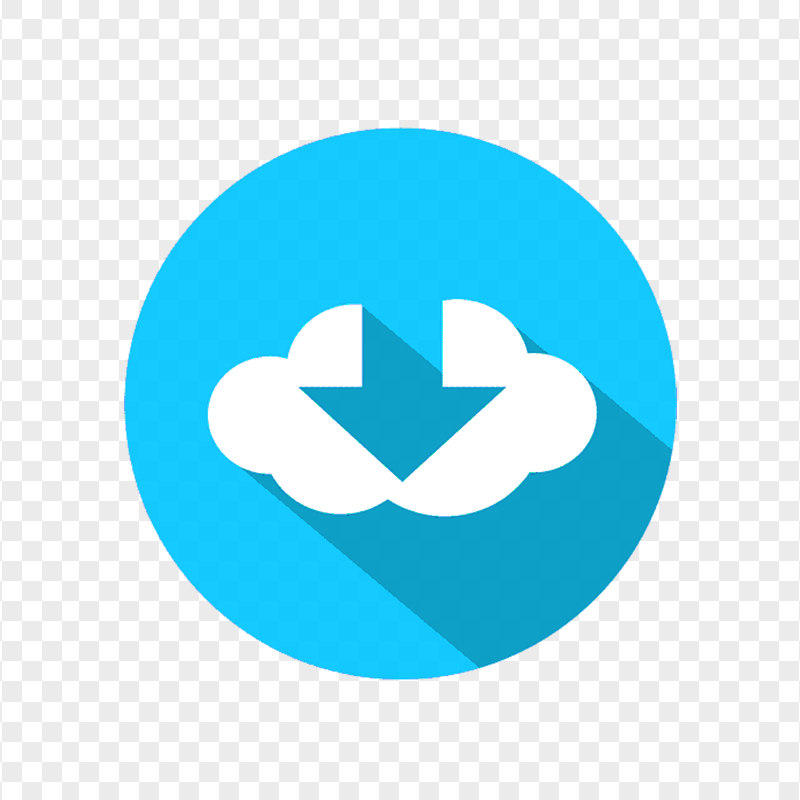 Flat Cloud Circle Download Blue Icon Button HD PNG