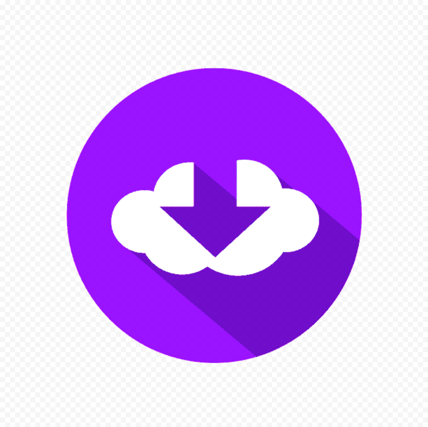Flat Cloud Circle Download Purple Icon Button PNG