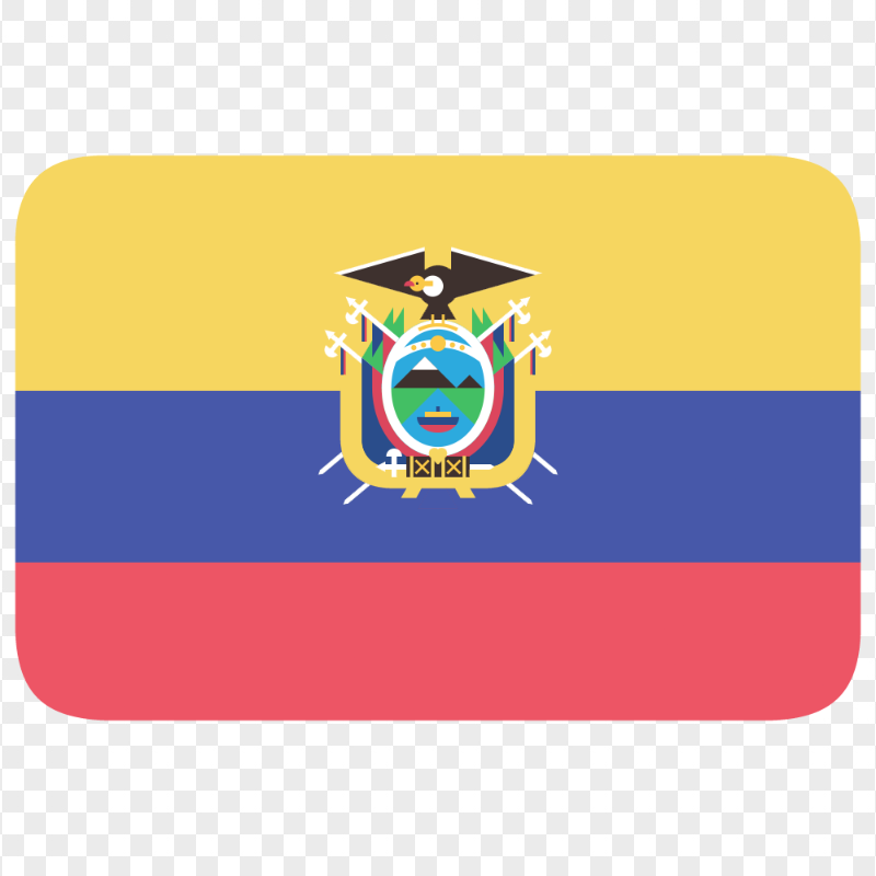 Flat Ecuador Flag Banner Icon PNG