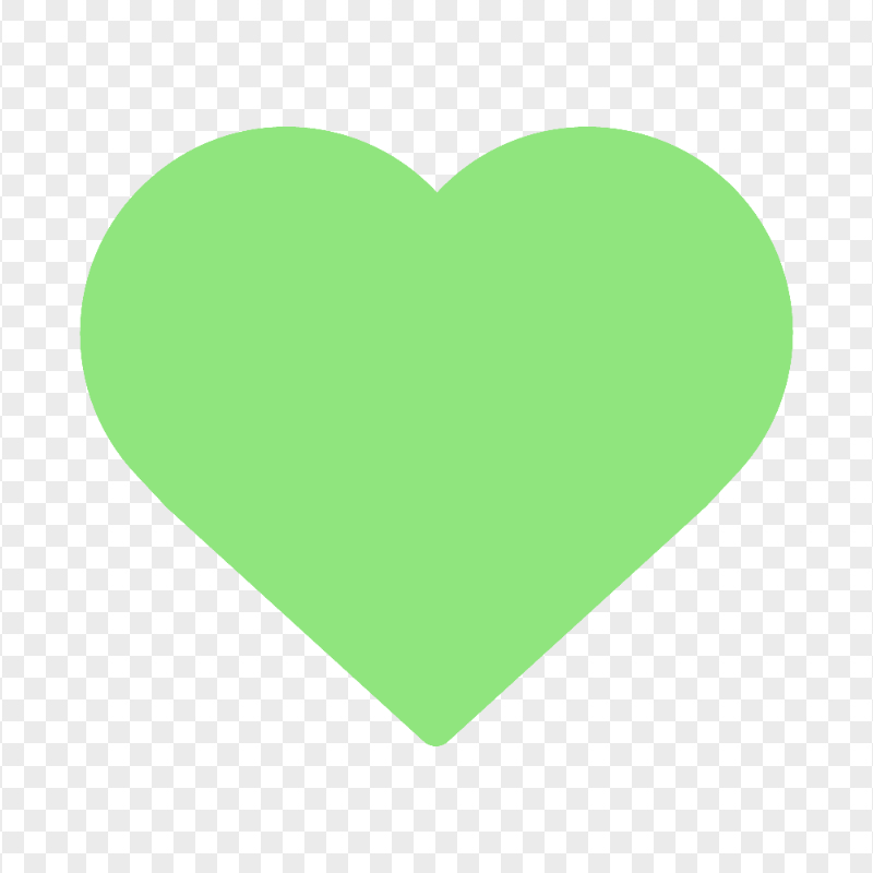 Flat Green Like Heart Icon Silhouette Transparent Background