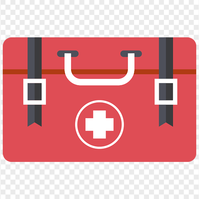 Flat Medical Red First Aid Bag Computer Icon