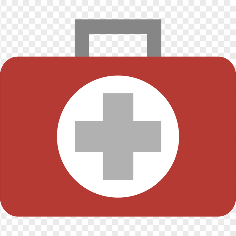 Flat Red Emergency First Aid Hand Bag Icon