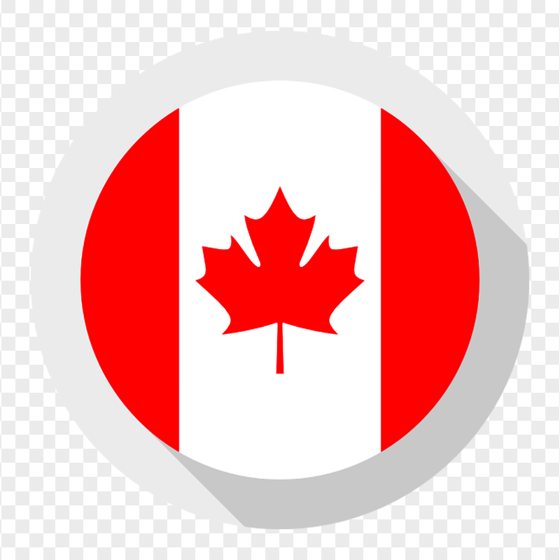 Flat Round Canadian Maple Leaf Flag Icon PNG