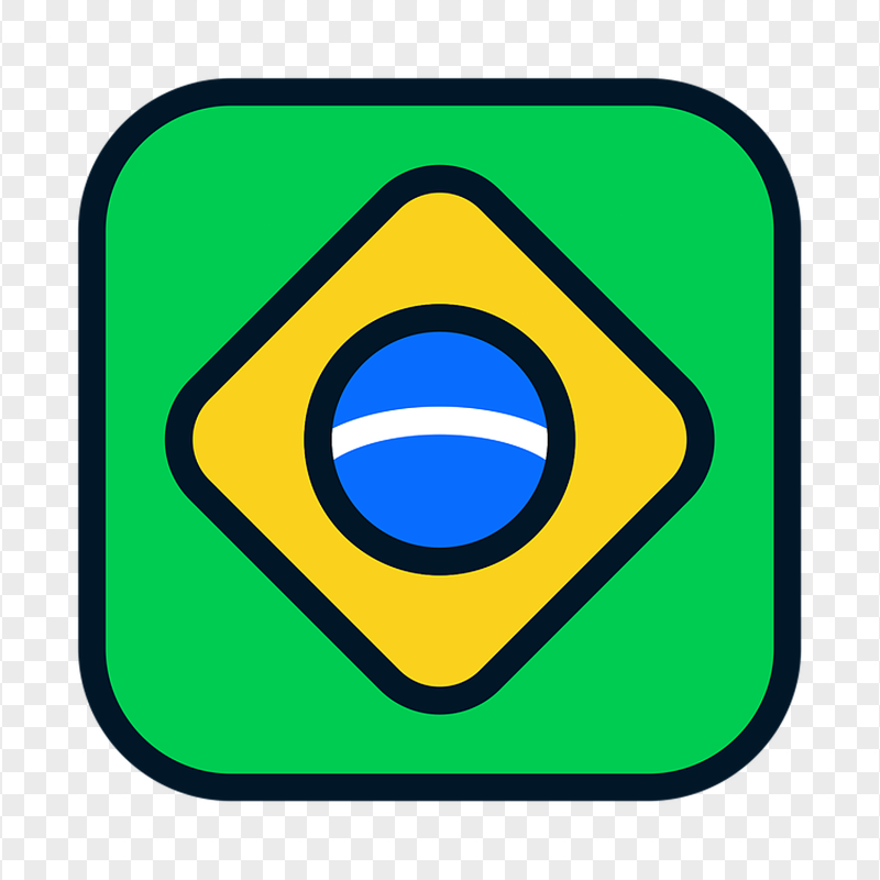 Flat Square Brazil Flag Icon
