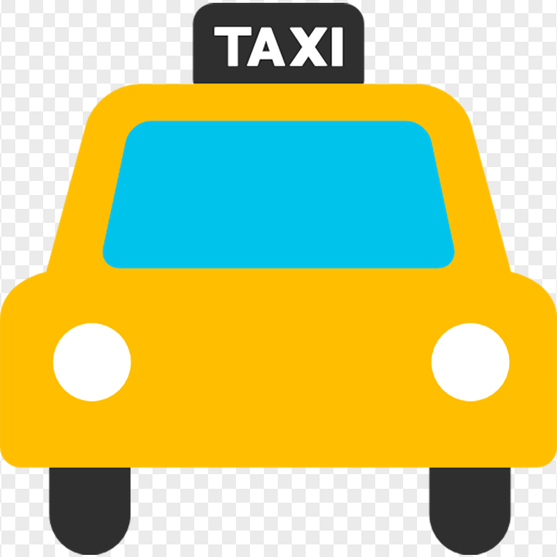 Flat Vector Cartoon Yellow Taxi Cab Icon PNG