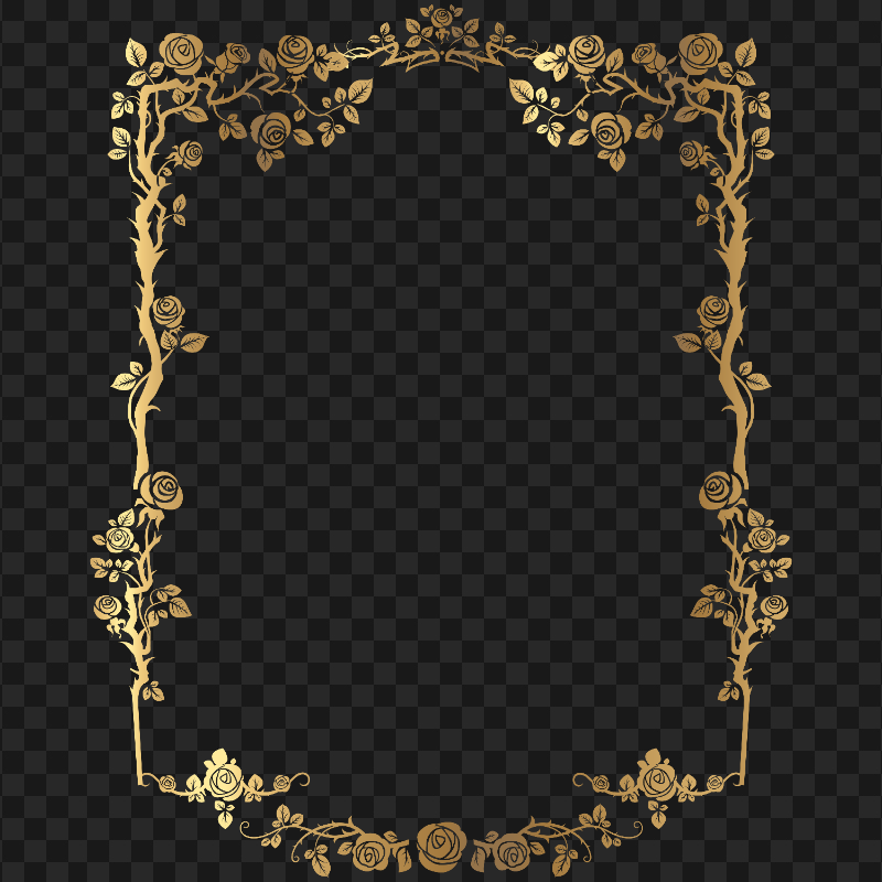 Floral Gold Frame Border FREE PNG