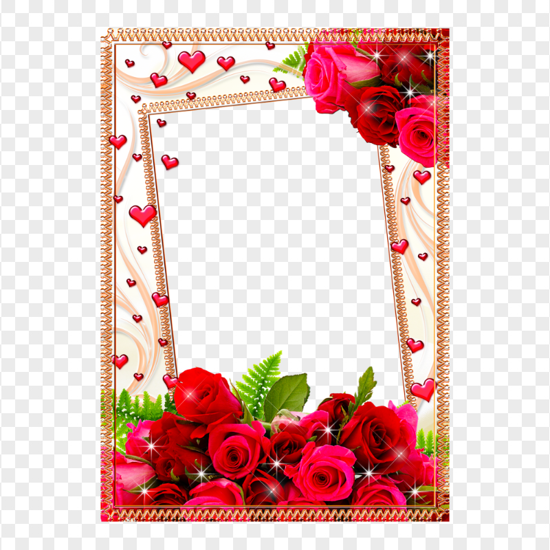 Red Roses Rectangular Vertically Rectangle Roses Floral Frame PNG Image | Citypng