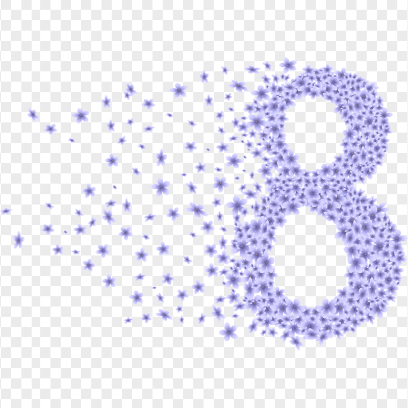 Flowers Float Purple 8 March Number Effect