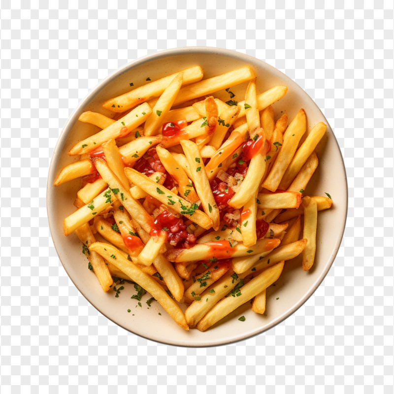 Fluffy French Fries with Herbs on a Bowl HD Transparent PNG
