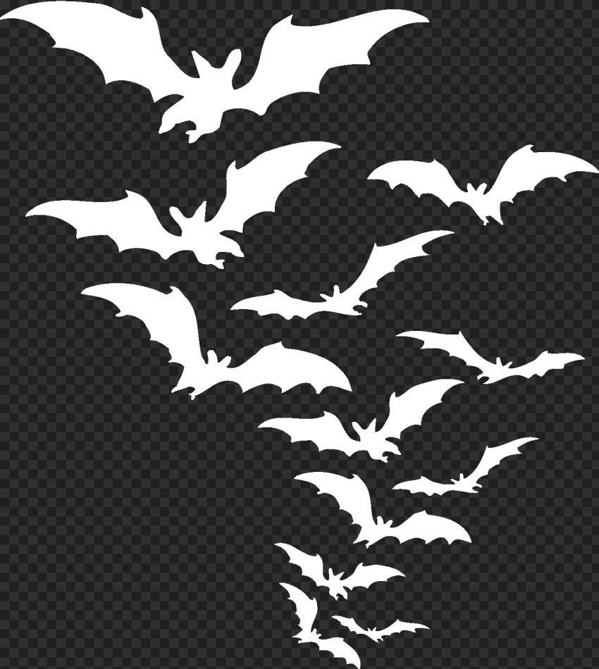 Flying Halloween White Bats Silhouette PNG IMG