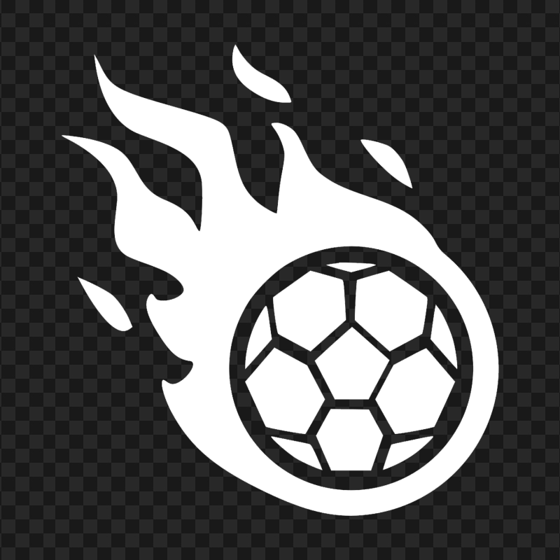 Football Ball In Burning Flame White Icon PNG