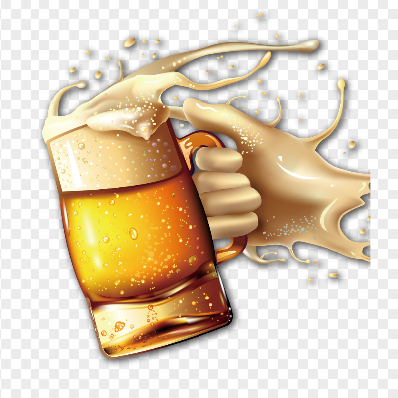 FREE Beer Mug On Hand Illustration PNG