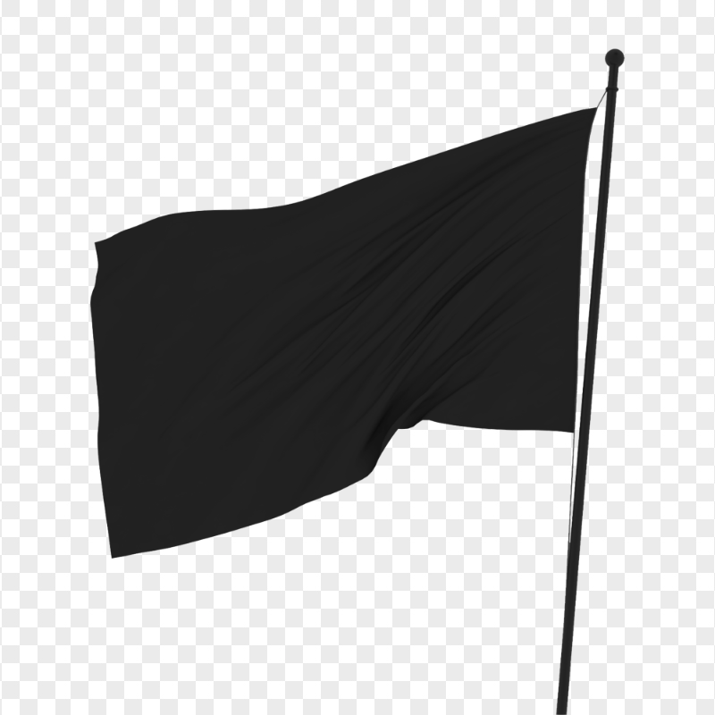 FREE Black Waving Blank Flag On Pole PNG