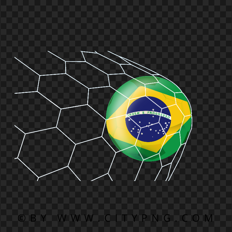 FREE Brazil Flag On Soccer Ball In The goal PNG