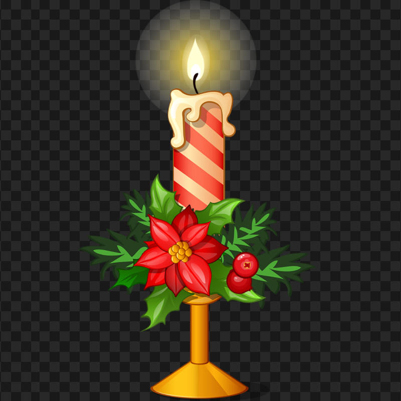 FREE Burning Christmas Candle Illustration PNG