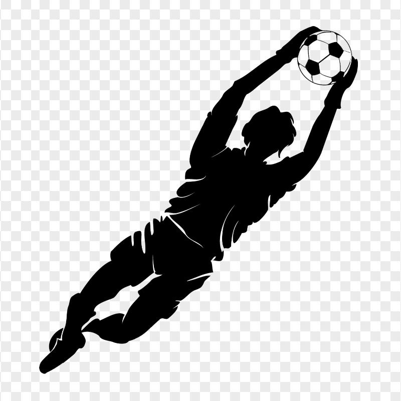 FREE Football Goal Keeper Black Silhouette PNG