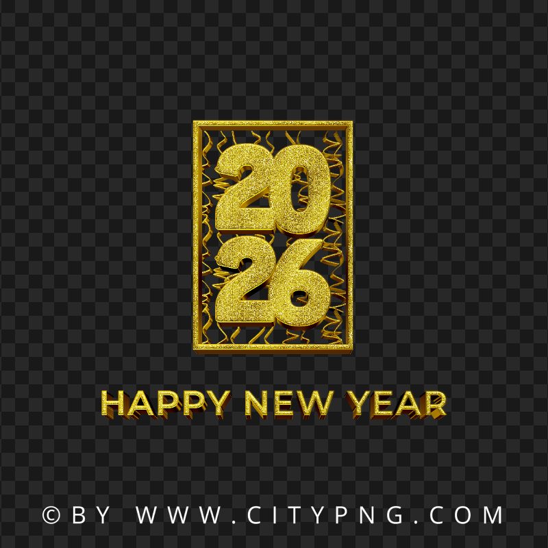 FREE Gold Luxury 2026 Happy New Year Design PNG