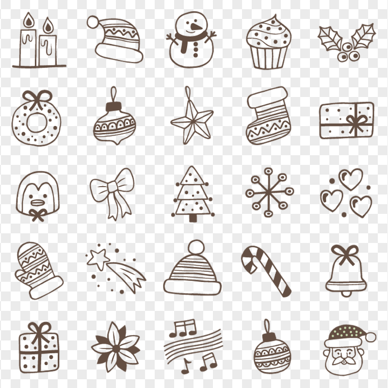 FREE Hand Drawn Christmas Items Icons PNG