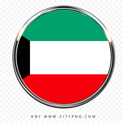 FREE Kuwait Round Metal Framed Flag Icon PNG