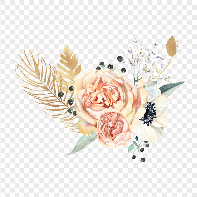 FREE Painting Watercolor Arranging Flowers PNG