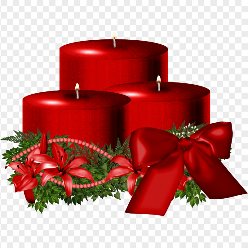 FREE Red Christmas Candles Illustration PNG