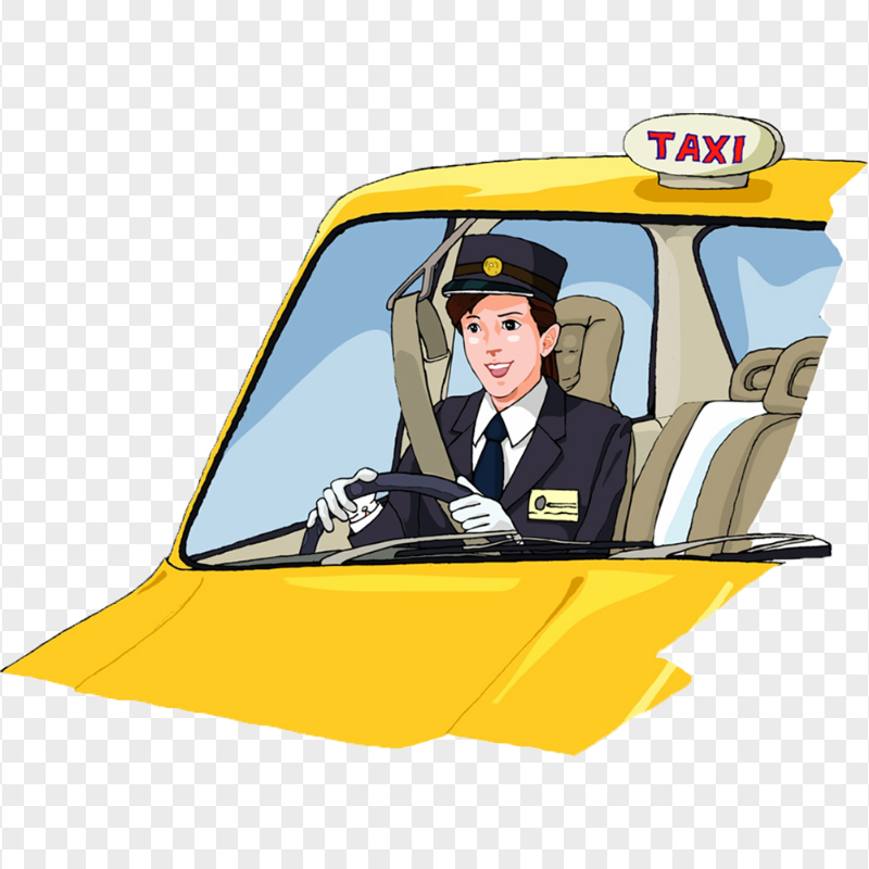 FREE Taxi Driver Cartoon Clipart PNG