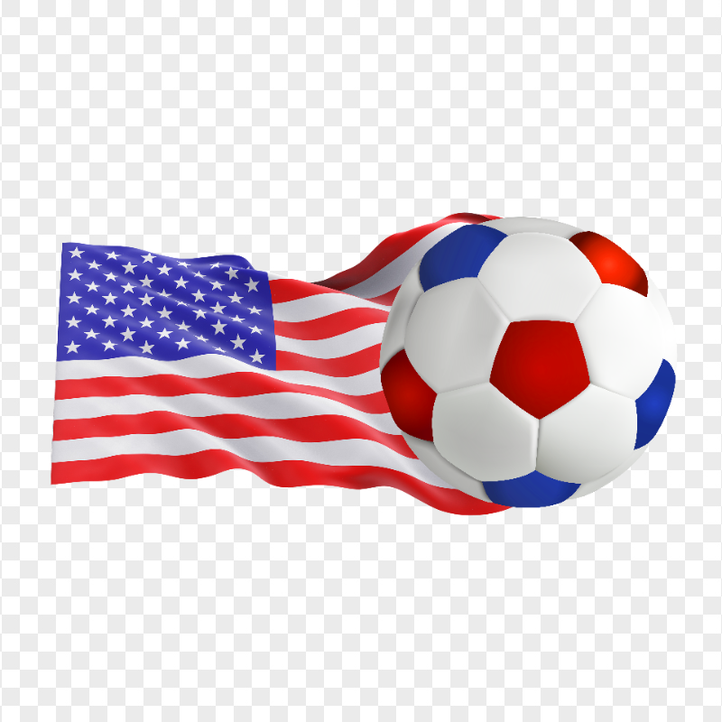 FREE USA America Flag With Soccer Football Ball PNG