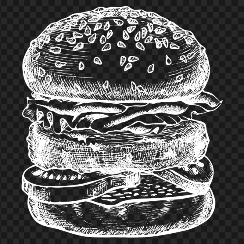 FREE White Burger Sketch Drawn PNG