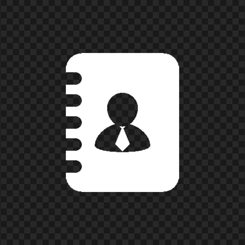 FREE White Contacts Address Book Icon PNG