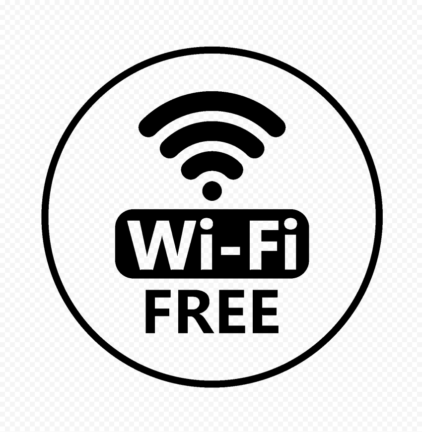 Free Wi-Fi Round Black Logo Icon Sign PNG